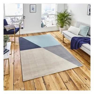 (120x170cm) Vancouver Rugs in Grey Blue Soft Power Loomed Polypropylene Mats