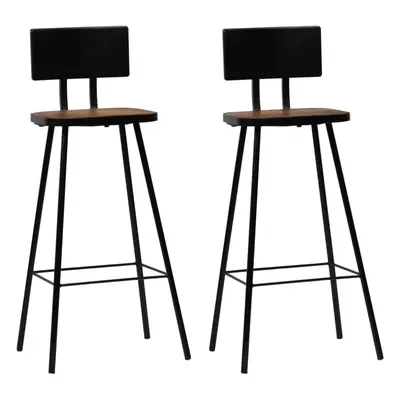 (2 pcs) vidaXL Bar Chairs Kitchen Seat Counter Stool Dark Brown Solid Reclaimed Wood