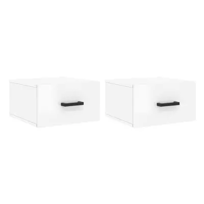 (high gloss white, pcs) vidaXL Wall-mounted Bedside Cabinets Floating Cabinets pcs Concrete Grey