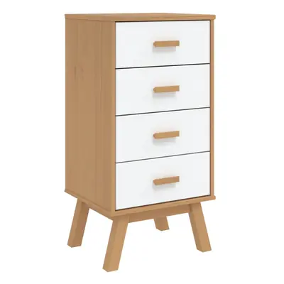 vidaXL Bedside Cabinet Nightstand Bed Table White and Brown Solid Wood Pine