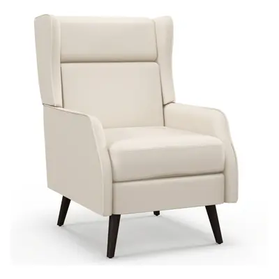 Fabric Wingback Chair High Back Reading Armchair w/ Seat Cushion White