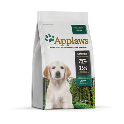 Applaws Complete and Grain Free Dry Puppy Food for Medium and Small Dogs, Chicken, 7.5 kg (Pack 