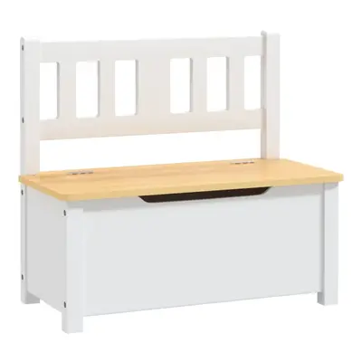 vidaXL Children Storage Bench White and Beige MDF Kids Toy Box Chest Bench