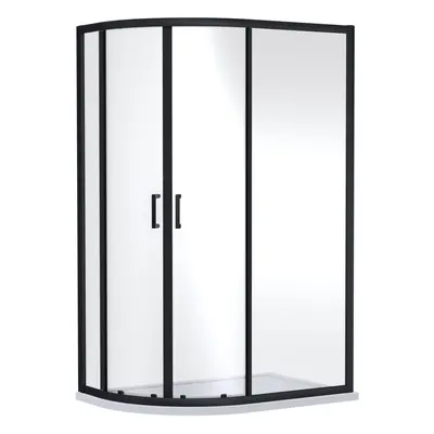 Ruwa 6mm Toughened Safety Glass Offset Quadrant Shower Enclosure - x x 800mm - Matt Black - Balt