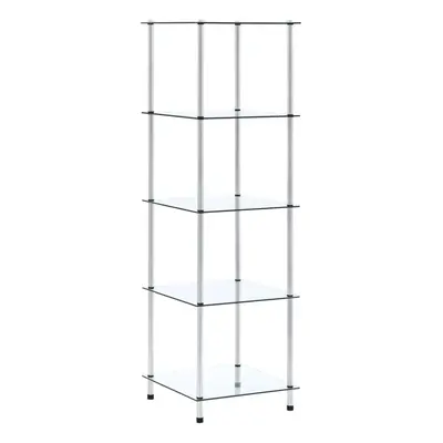 vidaXL 5-Tier Shelf Transparent Tempered Glass Kitchen Showcase Organiser Rack