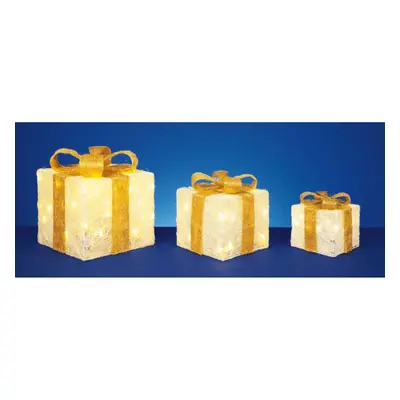 Premier LED Glitter Parcels Piece Cream/Gold - FSLV102703GC