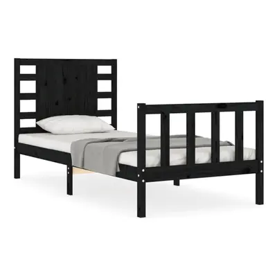 (black, x cm) vidaXL Bed Frame Bed Base Platform Bed with Headboard Black Single Solid Wood