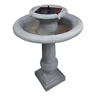 2Tier Cascade Fountain Solar Powered Garden Water Feature Stone Effect