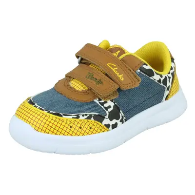 (White, UK 4.5 Infant) Childrens Clarks Hook & Loop Casual Trainers Ath Howdy