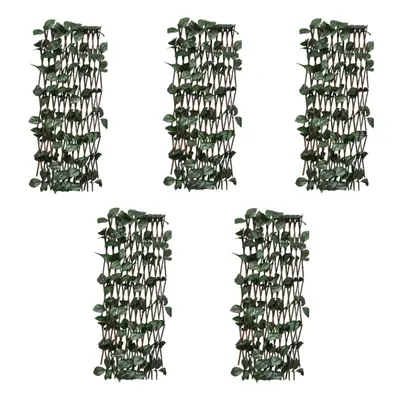 vidaXL 5x Willow Trellis Fences with Artificial Leaves cm Garden Barrier