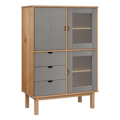 (Brown and grey) vidaXL Solid Wood Pine Highboard Indoor Storage Buffet Cabinet Multi Colours