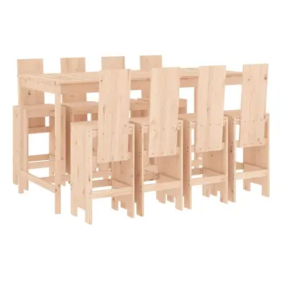 (natural pine) vidaXL Garden Bar Set Outdoor Bar Table Set Bar Stool Piece Solid Wood Pine