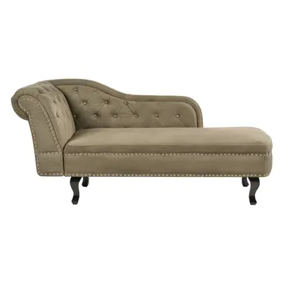 Left Hand Chaise Lounge Velvet Olive Green NIMES