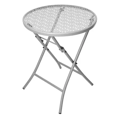 72x62cm Folding Metal Garden Bistro Table Grey Small Round Coffee Table