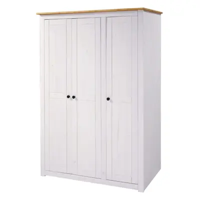 Panama Door Wardrobe in White and Natural Wax Finish