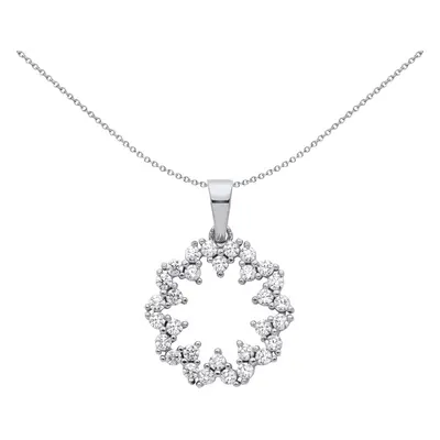 Jewelco London Ladies Rhodium Plated Sterling Silver CZ Supernova Hypotrochoid Cluster Pendant N