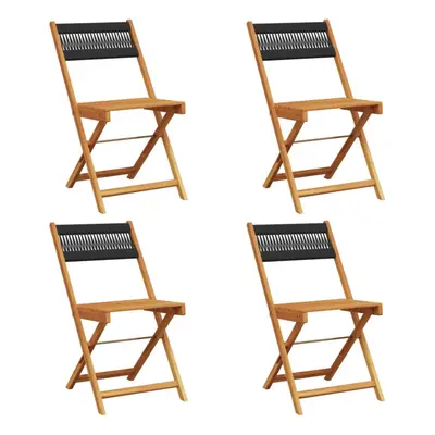 (black, pcs) vidaXL Bistro Chairs Outdoor Dining Chair Solid Wood Acacia and Polypropylene