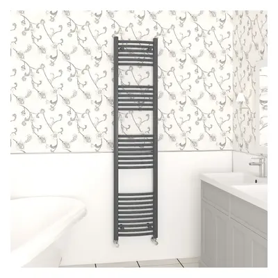 (1800x400mm, Anthracite) NRG Curved Central Heating Towel Rail Bathroom Heated Rad Radiators Lad