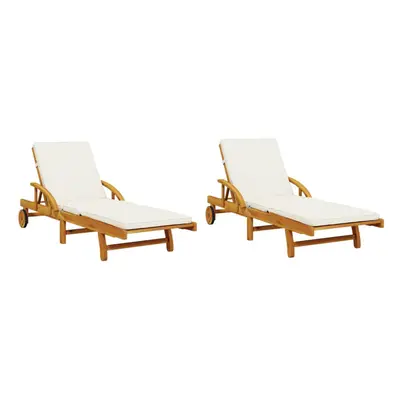 (cream, pcs/without table) vidaXL Sun Loungers Outdoor Lounger Sun Bed Garden Day Bed Solid Wood