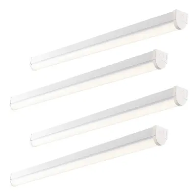 2 PK 5ft High Lumen Emergency Batten Light - 65.5W Cool White LED - Gloss White