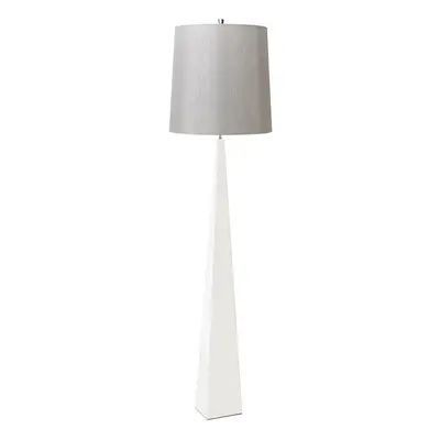 Floor Lamp White Steel Tapered Column Grey Shade Included White LED E27 100W