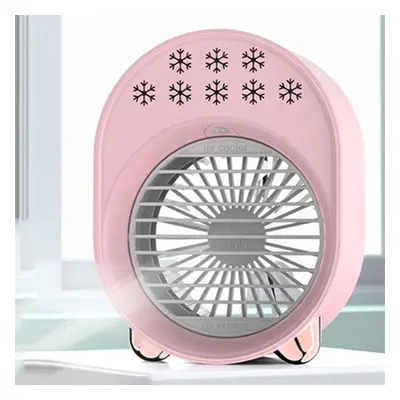 (Pink) Portable USB Desktop Air Conditioner Negative Ion Spray Cooling Fan Gear Adjustable Evapo