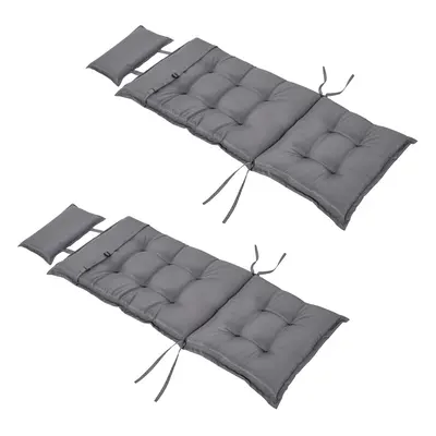 Outsunny Pieces Patio Chair Cushion Set, High Back Seat Pads with Pillow, Grey