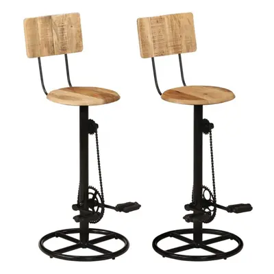 vidaXL 2x Solid Wood Mango Bar Stools Wooden Kitchen Bike Bar Chair Furniture