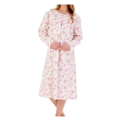 (Cream, 28/30) Slenderella ND02210 Women's Floral Print Cotton Nightdress