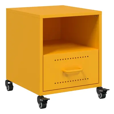 vidaXL Bedside Cabinet Nightstand Bed Table Bed Cabinet Mustard Yellow Steel