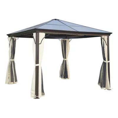 Outsunny x 3(m) Hardtop Gazebo Canopy with Mosquito Netting and Curtains