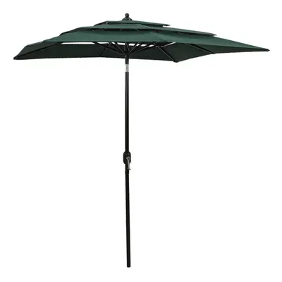 vidaXL 3-Tier Parasol with Aluminium Pole Green 2x2 m Outdoor Umbrella Canopy