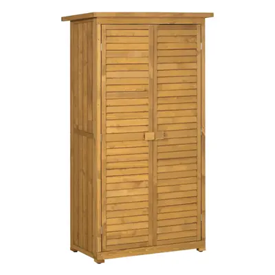 Outsunny Wooden Garden Storage Shed, Shelves Tool Cabinet, Natural