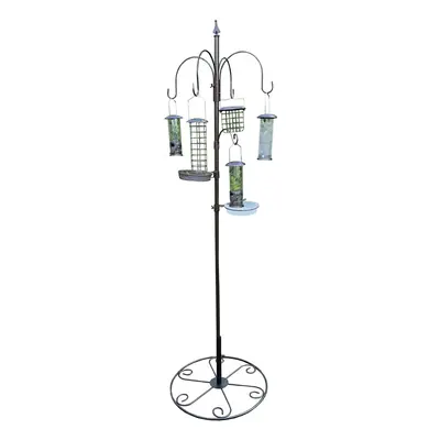 Metal Bird Feeding Station with Feeders & Round Metal Patio Stand