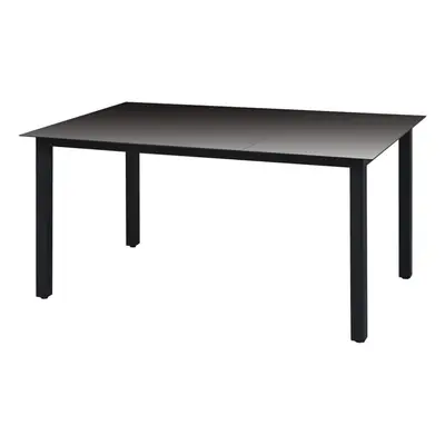 vidaXL Garden Dining Table Glass Aluminium 150x90x74 cm Black Outdoor Patio