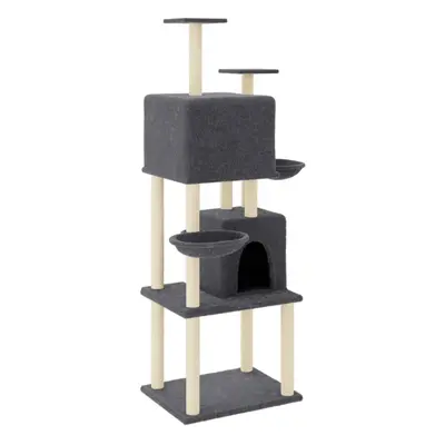 (dark grey) vidaXL Cat Tree with Sisal Scratching Posts Cat Scratch Tower Climber Dark Grey