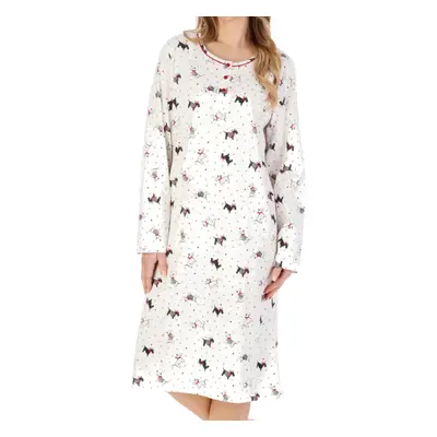 (UK 20/22) Slenderella Ladies Scottie Dog Jersey Cotton Long Sleeve Nightdress