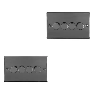 2 PACK Gang 400W LED Way Rotary Dimmer Switch BLACK NICKEL Dimming Light