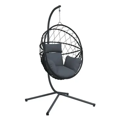 vidaXL Hanging Egg Chair with Stand Hammock Chair Anthracite Rattan and Steel