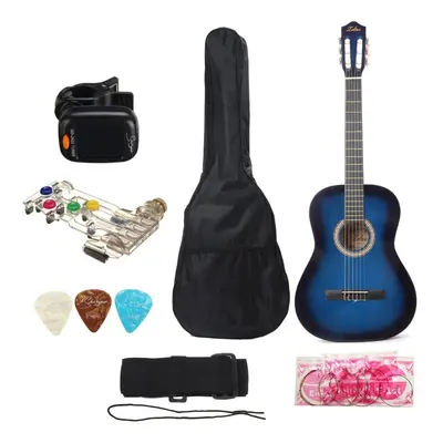 (Black) Inch Classical Guitar Kit for Beginner with Bag,Strap,Pick and Guitar Beginner Teaching 