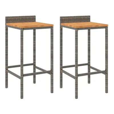 (grey, x x cm/ pcs) vidaXL Bar Stools Pub Stool Bar Chair Grey Poly Rattan and Solid Wood Acacia