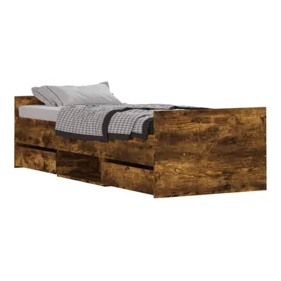 (smoked oak, x cm) vidaXL Bed Frame with Headboard and Footboard Mattress Foundation Concrete