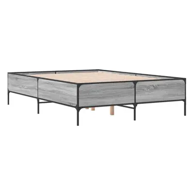 (grey sonoma, x cm) vidaXL Bed Frame Home Bed Base Mattress Foundation Engineered Wood and Metal