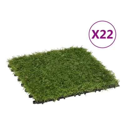 vidaXL 22x Artificial Grass Tiles Green Fake Lawn Synthetic Turf Ground Garden