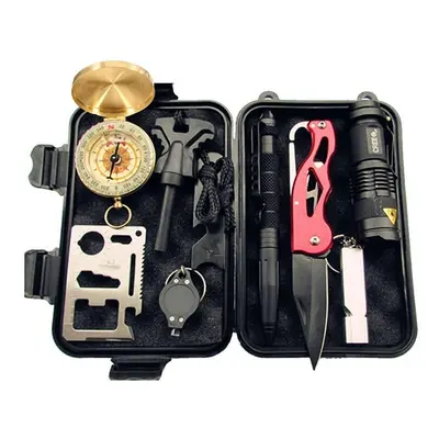 Equipment Adventure Survival Blanket Tools Kit Multi-function Compass First-aid Box