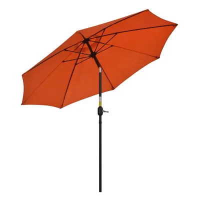 Outsunny 2.6M Patio Umbrella Outdoor Sunshade Canopy w/ Tilt and Crank Orange