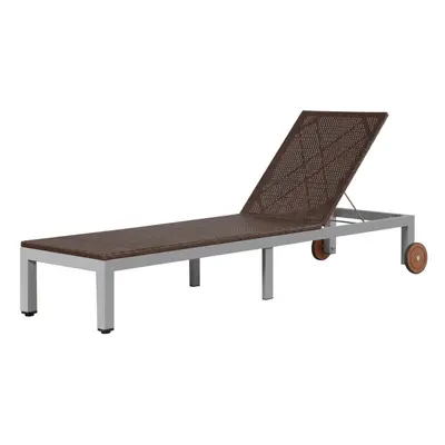 vidaXL Outdoor Sunlounger Poly Rattan 207x70x88cm Brown Garden Patio Day Bed