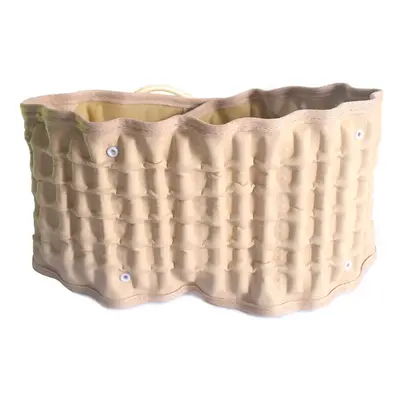 (Khaki, M) Traction Belt Waist Support Lumbar Back Brace Spine Massage