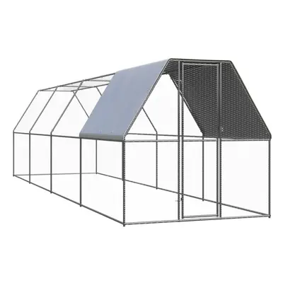 vidaXL Outdoor Chicken Cage Galvanised Steel Patio Chicken Hen House Coop Run