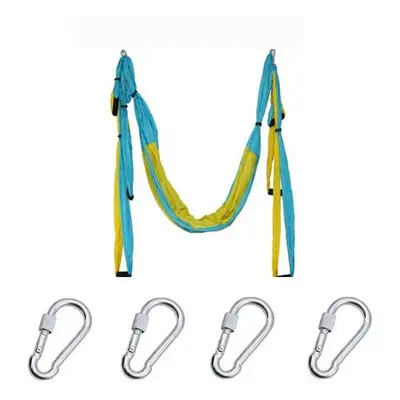 (Sky blue yellow) Handles Aerial Yoga Hammock Flying Swing Anti gravity Pilates Exercises Device